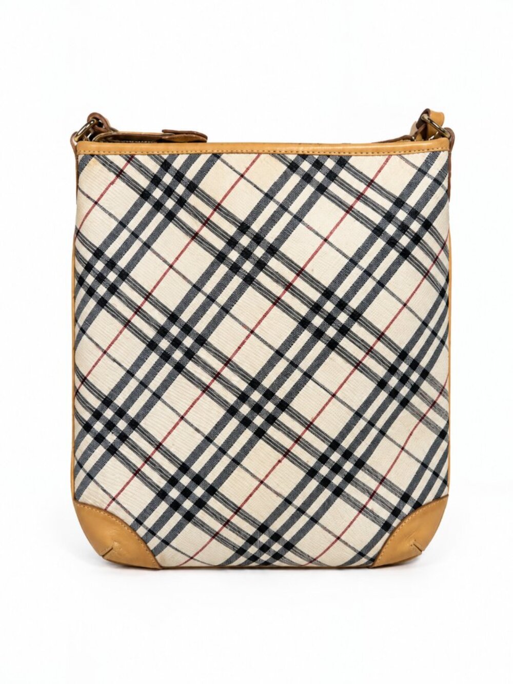 Burberry Nova Check Plaid Canvas & Leather Crossbody Bag